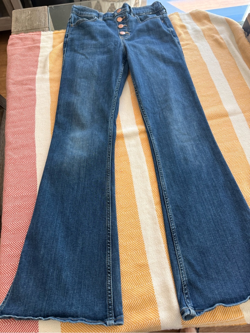 abercrombie kids Indigo Blue Flare Jeans with Button-Fly